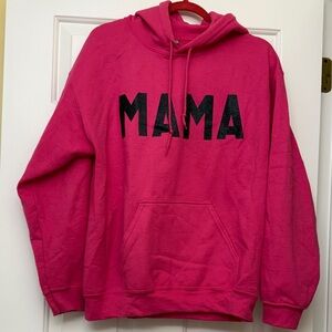 Gildan Pink Hoodie with Black Lettering